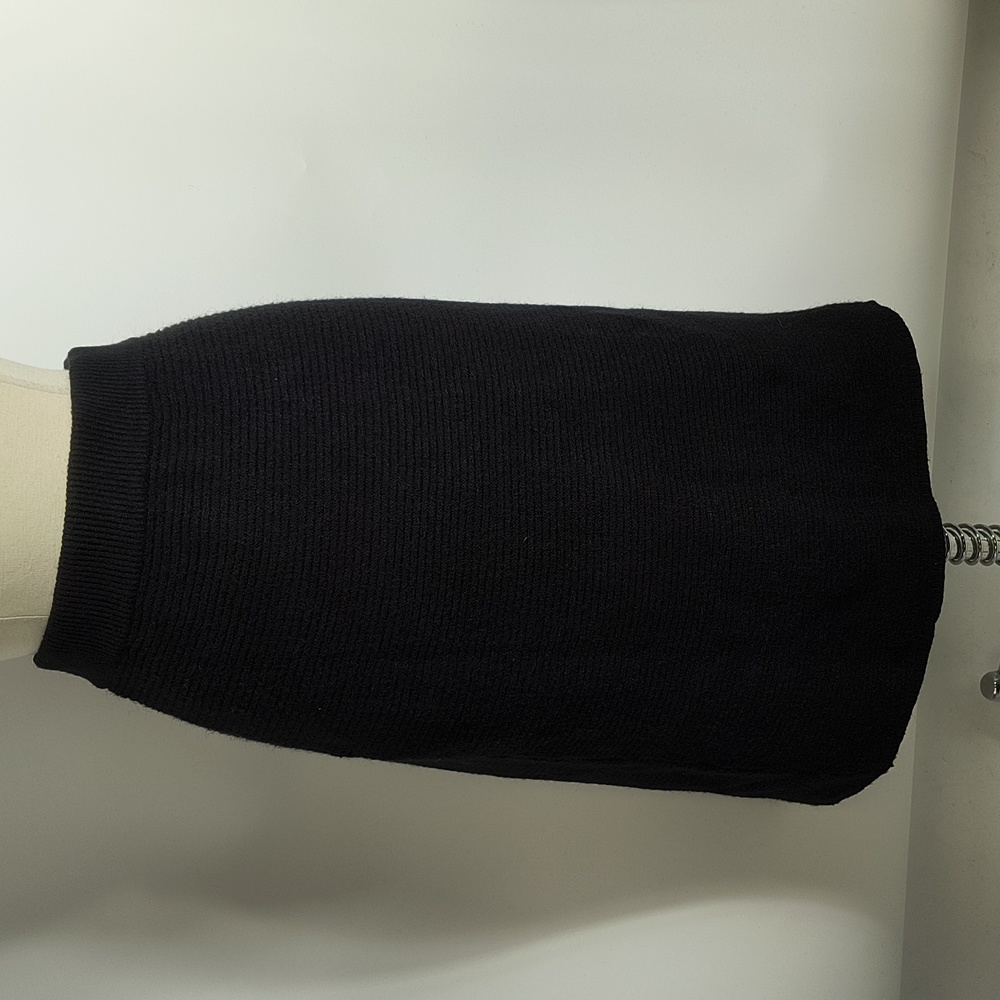 Eternelle black stretchy knit horizontal rib pencil skirt-sz L/XL